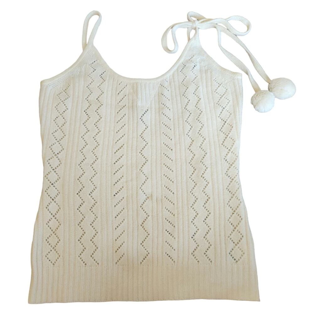 JOE'S cream knit tank top with shoulder tie size large